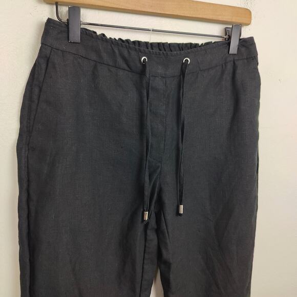 Chicos Linen Pants Womens 0 000R Black Drawstring Tapered Beachy Summer - Picture 2 of 7